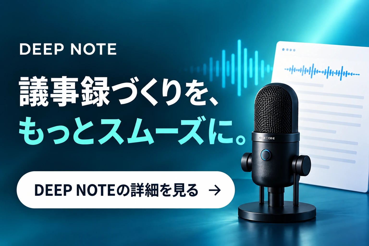 DEEP NOTE。議事録づくりを、もっとスムーズに。DEEP NOTEの詳細を見る。別タブで開きます